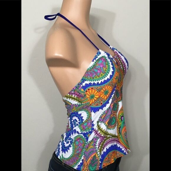 Trina Turk multi print tankini top. Size 6. New - Picture 3 of 10